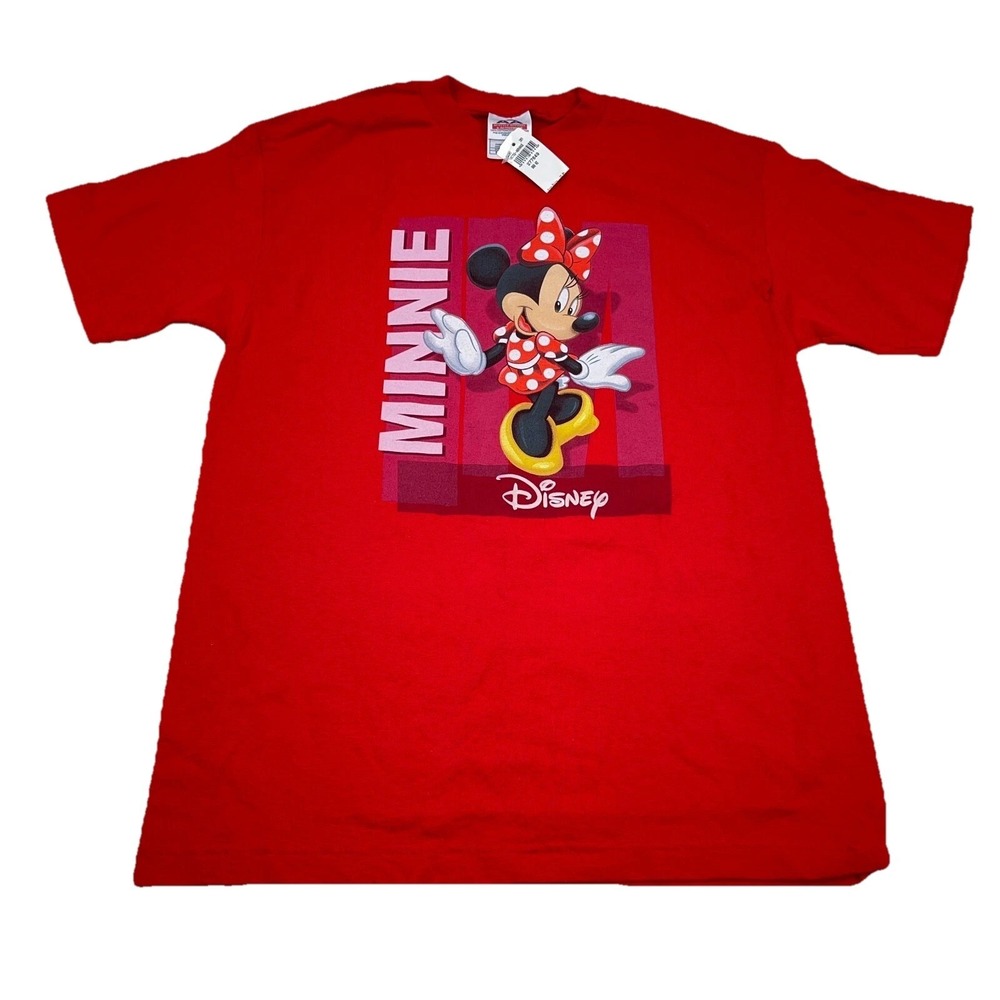 Vintage Disney Shirt Women Medium Red Pink Tee Minnie Mouse Y2K 2000s Ladies Top